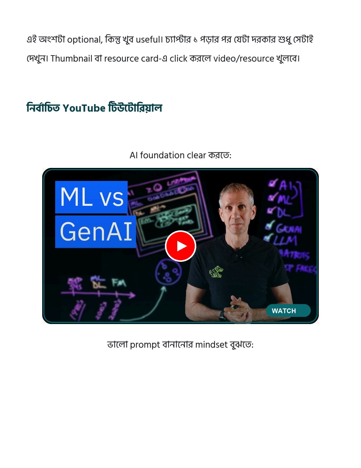 Ebook page showing selected YouTube tutorial resources
